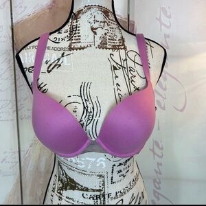 Spanx Pillow Cup Underwire Smooth Push Up Pink Purple Bra Size 36C